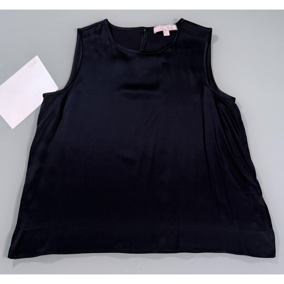 Brooks Brothers Tops - Brooks Brothers 100% Silk Navy Blue Sleeveless Blouse Shell Top Keyhole Womens-8